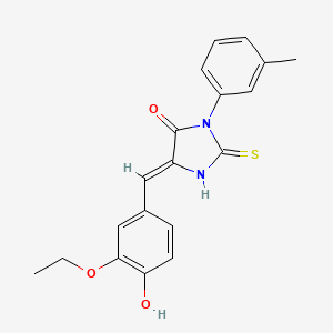 molecular formula C19H18N2O3S B4838242 5-(3-ethoxy-4-hydroxybenzylidene)-2-mercapto-3-(3-methylphenyl)-3,5-dihydro-4H-imidazol-4-one 