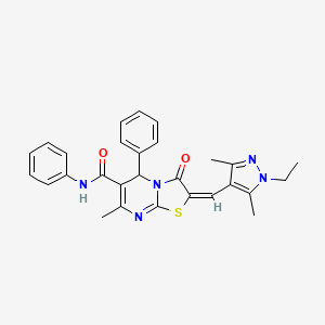 2-[(1-ethyl-3,5-dimethyl-1H-pyrazol-4-yl)methylene]-7-methyl-3-oxo-N,5-diphenyl-2,3-dihydro-5H-[1,3]thiazolo[3,2-a]pyrimidine-6-carboxamide