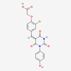 molecular formula C19H13BrN2O7 B4838275 (2-bromo-4-{[1-(4-hydroxyphenyl)-2,4,6-trioxotetrahydro-5(2H)-pyrimidinylidene]methyl}phenoxy)acetic acid 