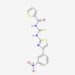 molecular formula C15H10N4O3S3 B4838327 N-({[4-(3-nitrophenyl)-1,3-thiazol-2-yl]amino}carbonothioyl)-2-thiophenecarboxamide 