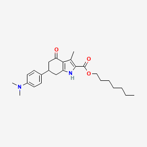 molecular formula C25H34N2O3 B4838395 heptyl 6-[4-(dimethylamino)phenyl]-3-methyl-4-oxo-4,5,6,7-tetrahydro-1H-indole-2-carboxylate 