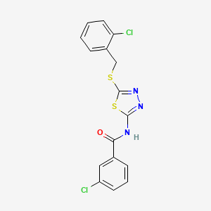 molecular formula C16H11Cl2N3OS2 B4838401 3-chloro-N-{5-[(2-chlorobenzyl)thio]-1,3,4-thiadiazol-2-yl}benzamide 
