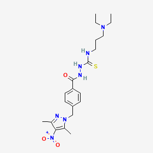 molecular formula C21H31N7O3S B4838433 N-[3-(diethylamino)propyl]-2-{4-[(3,5-dimethyl-4-nitro-1H-pyrazol-1-yl)methyl]benzoyl}hydrazinecarbothioamide 