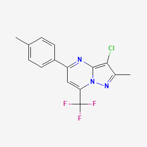 molecular formula C15H11ClF3N3 B4838439 3-chloro-2-methyl-5-(4-methylphenyl)-7-(trifluoromethyl)pyrazolo[1,5-a]pyrimidine 