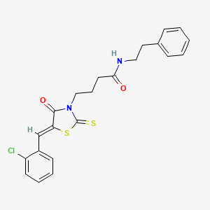 4-[5-(2-chlorobenzylidene)-4-oxo-2-thioxo-1,3-thiazolidin-3-yl]-N-(2-phenylethyl)butanamide