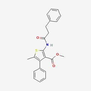molecular formula C22H21NO3S B4838626 methyl 5-methyl-4-phenyl-2-[(3-phenylpropanoyl)amino]-3-thiophenecarboxylate 
