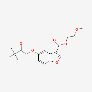 molecular formula C19H24O6 B4838629 2-methoxyethyl 5-(3,3-dimethyl-2-oxobutoxy)-2-methyl-1-benzofuran-3-carboxylate 