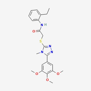 molecular formula C22H26N4O4S B4838677 N-(2-ethylphenyl)-2-{[4-methyl-5-(3,4,5-trimethoxyphenyl)-4H-1,2,4-triazol-3-yl]thio}acetamide 