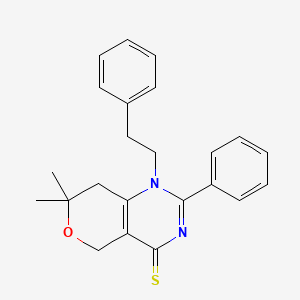 molecular formula C23H24N2OS B4838685 7,7-dimethyl-2-phenyl-1-(2-phenylethyl)-1,5,7,8-tetrahydro-4H-pyrano[4,3-d]pyrimidine-4-thione 