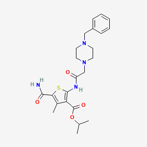 molecular formula C23H30N4O4S B4838729 isopropyl 5-(aminocarbonyl)-2-{[(4-benzyl-1-piperazinyl)acetyl]amino}-4-methyl-3-thiophenecarboxylate 