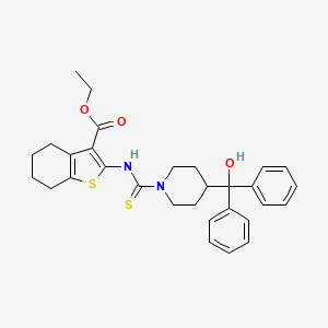 molecular formula C30H34N2O3S2 B4838766 ethyl 2-[({4-[hydroxy(diphenyl)methyl]-1-piperidinyl}carbonothioyl)amino]-4,5,6,7-tetrahydro-1-benzothiophene-3-carboxylate 