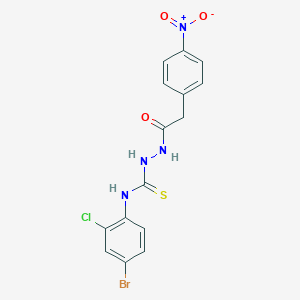 molecular formula C15H12BrClN4O3S B4838783 N-(4-bromo-2-chlorophenyl)-2-[(4-nitrophenyl)acetyl]hydrazinecarbothioamide 