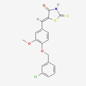 molecular formula C18H14ClNO3S2 B4838792 5-{4-[(3-chlorobenzyl)oxy]-3-methoxybenzylidene}-2-thioxo-1,3-thiazolidin-4-one 