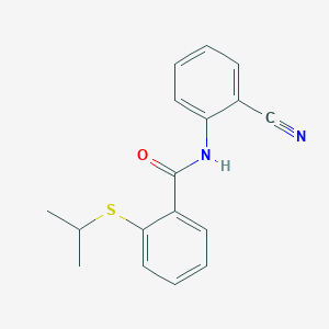 molecular formula C17H16N2OS B4838802 N-(2-cyanophenyl)-2-(isopropylthio)benzamide 