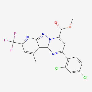 molecular formula C19H11Cl2F3N4O2 B4838831 methyl 2-(2,4-dichlorophenyl)-10-methyl-8-(trifluoromethyl)pyrido[2',3':3,4]pyrazolo[1,5-a]pyrimidine-4-carboxylate 