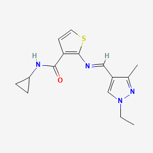 N-cyclopropyl-2-{[(1-ethyl-3-methyl-1H-pyrazol-4-yl)methylene]amino}-3-thiophenecarboxamide