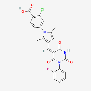 2-chloro-4-(3-{[1-(2-fluorophenyl)-2,4,6-trioxotetrahydro-5(2H)-pyrimidinylidene]methyl}-2,5-dimethyl-1H-pyrrol-1-yl)benzoic acid