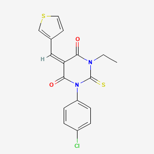 1-(4-chlorophenyl)-3-ethyl-5-(3-thienylmethylene)-2-thioxodihydro-4,6(1H,5H)-pyrimidinedione