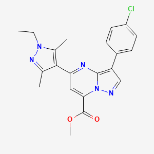 molecular formula C21H20ClN5O2 B4838978 methyl 3-(4-chlorophenyl)-5-(1-ethyl-3,5-dimethyl-1H-pyrazol-4-yl)pyrazolo[1,5-a]pyrimidine-7-carboxylate 