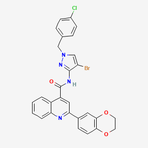 N-[4-bromo-1-(4-chlorobenzyl)-1H-pyrazol-3-yl]-2-(2,3-dihydro-1,4-benzodioxin-6-yl)-4-quinolinecarboxamide