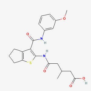 molecular formula C21H24N2O5S B4839039 5-[(3-{[(3-methoxyphenyl)amino]carbonyl}-5,6-dihydro-4H-cyclopenta[b]thien-2-yl)amino]-3-methyl-5-oxopentanoic acid 