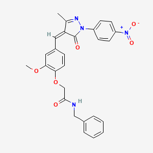 N-benzyl-2-(2-methoxy-4-{[3-methyl-1-(4-nitrophenyl)-5-oxo-1,5-dihydro-4H-pyrazol-4-ylidene]methyl}phenoxy)acetamide