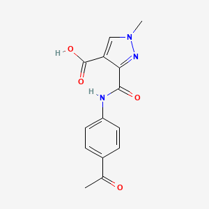 molecular formula C14H13N3O4 B4839067 3-{[(4-acetylphenyl)amino]carbonyl}-1-methyl-1H-pyrazole-4-carboxylic acid 