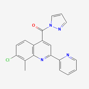 molecular formula C19H13ClN4O B4839088 7-chloro-8-methyl-4-(1H-pyrazol-1-ylcarbonyl)-2-(2-pyridinyl)quinoline 