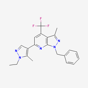 molecular formula C21H20F3N5 B4839105 1-benzyl-6-(1-ethyl-5-methyl-1H-pyrazol-4-yl)-3-methyl-4-(trifluoromethyl)-1H-pyrazolo[3,4-b]pyridine 