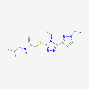 molecular formula C15H24N6OS B4839158 2-{[4-ethyl-5-(1-ethyl-1H-pyrazol-3-yl)-4H-1,2,4-triazol-3-yl]thio}-N-isobutylacetamide 