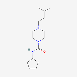 molecular formula C15H29N3O B4839170 N-cyclopentyl-4-(3-methylbutyl)-1-piperazinecarboxamide 