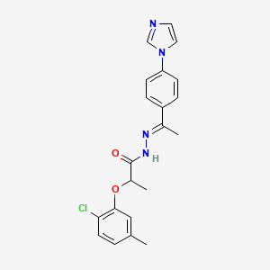 molecular formula C21H21ClN4O2 B4839208 2-(2-chloro-5-methylphenoxy)-N'-{1-[4-(1H-imidazol-1-yl)phenyl]ethylidene}propanohydrazide 