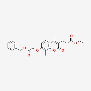 molecular formula C25H26O7 B4839235 ethyl 3-{7-[2-(benzyloxy)-2-oxoethoxy]-4,8-dimethyl-2-oxo-2H-chromen-3-yl}propanoate 