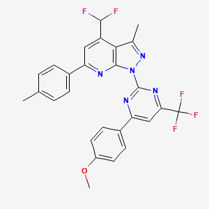 molecular formula C27H20F5N5O B4839249 4-(difluoromethyl)-1-[4-(4-methoxyphenyl)-6-(trifluoromethyl)-2-pyrimidinyl]-3-methyl-6-(4-methylphenyl)-1H-pyrazolo[3,4-b]pyridine 