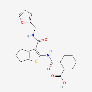 molecular formula C21H24N2O5S B4839294 2-{[(3-{[(2-furylmethyl)amino]carbonyl}-5,6-dihydro-4H-cyclopenta[b]thien-2-yl)amino]carbonyl}cyclohexanecarboxylic acid 