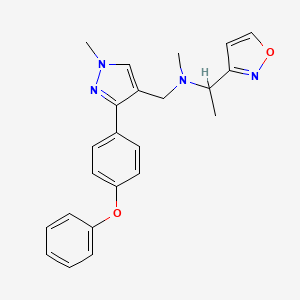 molecular formula C23H24N4O2 B4839333 1-(3-isoxazolyl)-N-methyl-N-{[1-methyl-3-(4-phenoxyphenyl)-1H-pyrazol-4-yl]methyl}ethanamine 