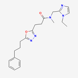 molecular formula C21H27N5O2 B4839340 N-[(1-ethyl-1H-imidazol-2-yl)methyl]-N-methyl-3-[5-(3-phenylpropyl)-1,3,4-oxadiazol-2-yl]propanamide 