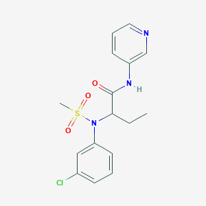 molecular formula C16H18ClN3O3S B4839350 2-[(3-chlorophenyl)(methylsulfonyl)amino]-N-3-pyridinylbutanamide 