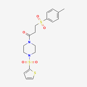molecular formula C18H22N2O5S3 B4839365 1-{3-[(4-methylphenyl)sulfonyl]propanoyl}-4-(2-thienylsulfonyl)piperazine 