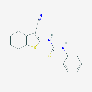molecular formula C16H15N3S2 B483937 N-(3-Cyano-4,5,6,7-tetrahydro-1-benzothien-2-yl)-N'-phenylthiourea CAS No. 127749-73-9