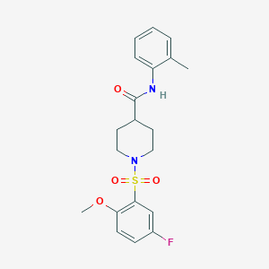 molecular formula C20H23FN2O4S B4839387 1-[(5-fluoro-2-methoxyphenyl)sulfonyl]-N-(2-methylphenyl)-4-piperidinecarboxamide 