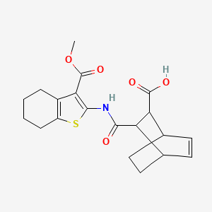 molecular formula C20H23NO5S B4839398 3-({[3-(methoxycarbonyl)-4,5,6,7-tetrahydro-1-benzothien-2-yl]amino}carbonyl)bicyclo[2.2.2]oct-5-ene-2-carboxylic acid 