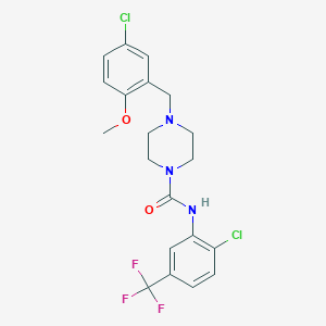molecular formula C20H20Cl2F3N3O2 B4839405 4-(5-chloro-2-methoxybenzyl)-N-[2-chloro-5-(trifluoromethyl)phenyl]-1-piperazinecarboxamide 
