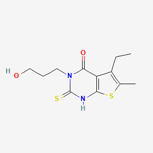 molecular formula C12H16N2O2S2 B4839408 5-ethyl-3-(3-hydroxypropyl)-2-mercapto-6-methylthieno[2,3-d]pyrimidin-4(3H)-one 