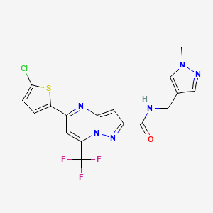 molecular formula C17H12ClF3N6OS B4839435 5-(5-chloro-2-thienyl)-N-[(1-methyl-1H-pyrazol-4-yl)methyl]-7-(trifluoromethyl)pyrazolo[1,5-a]pyrimidine-2-carboxamide 