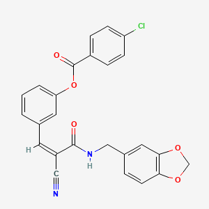 3-{3-[(1,3-benzodioxol-5-ylmethyl)amino]-2-cyano-3-oxo-1-propen-1-yl}phenyl 4-chlorobenzoate