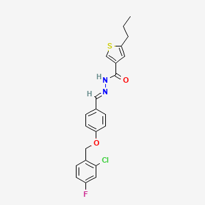 molecular formula C22H20ClFN2O2S B4839490 N'-{4-[(2-chloro-4-fluorobenzyl)oxy]benzylidene}-5-propyl-3-thiophenecarbohydrazide 