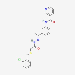 molecular formula C23H21ClN4O2S B4839529 N-[3-(N-{[(2-chlorobenzyl)thio]acetyl}ethanehydrazonoyl)phenyl]nicotinamide 