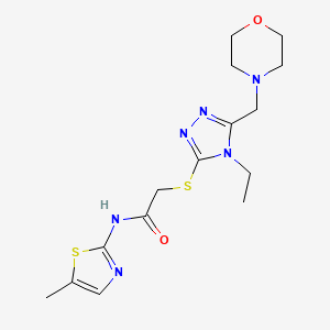 molecular formula C15H22N6O2S2 B4839530 2-{[4-ethyl-5-(4-morpholinylmethyl)-4H-1,2,4-triazol-3-yl]thio}-N-(5-methyl-1,3-thiazol-2-yl)acetamide 