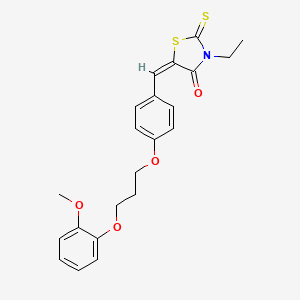 molecular formula C22H23NO4S2 B4839537 3-ethyl-5-{4-[3-(2-methoxyphenoxy)propoxy]benzylidene}-2-thioxo-1,3-thiazolidin-4-one 
